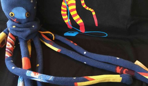 Jan Willet T-shirt and soft sculpture, Sock octopus