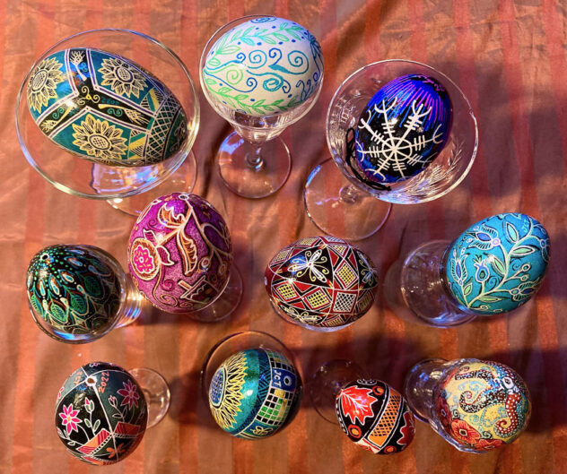 Batik dyed eggs by Julia Tenney