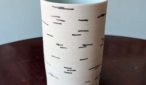 Alice Templeton, Porcelain Birch Vase with Cardinal
