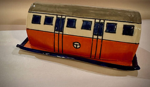 Alice Templeton Orange Line Butter Dish